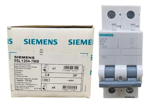 Disjuntor Mini 4a Curva C Bipolar 2p Siemens 5sl1204-7mb