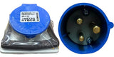 Kit Tomada N3046 + Plug N3076 16a 2p+t 220/240v Azul Steck Azul