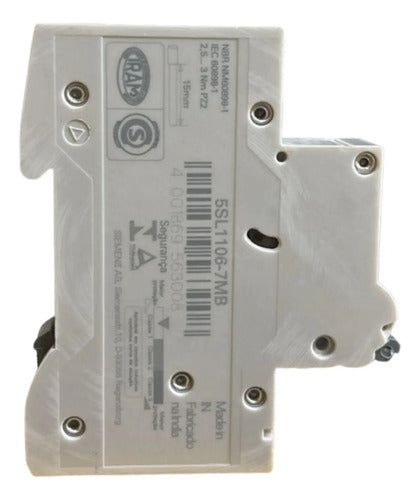 Kit Com 2 Peças: Disjuntor 1p 6a Curva C 5sl1106-7mb Siemens