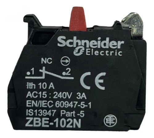 Kit Com 4 Peças: Bloco De Contato 1nf Zbe102n Schneider Preto C/ Vermelho 1nf