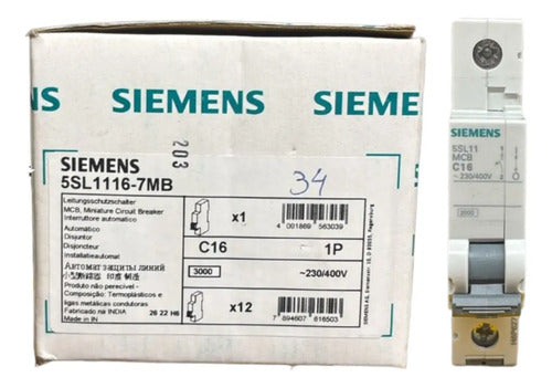 Kit Com 6: Disjuntor 1p 16a Curva C 5sl1116-7mb Siemens