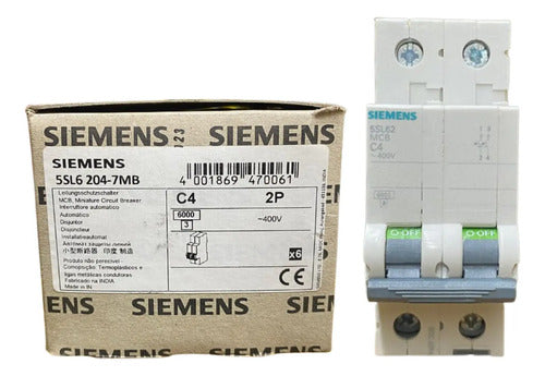 Disjuntor 5sl6204-7mb 2p C4 Siemens - 50 Hz 60 Hz