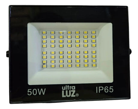 Kit 3 Refletores Led Branco Ultra 50w Ultraluz Bivolt 6500k 127/220v Preto Branco-frio