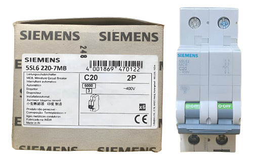 Disjuntor 5sl6220-7mb 2p C20 Siemens