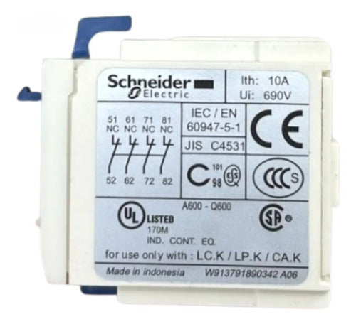 Contato Auxiliar Instantaneo 4nf Tesys K La1kn04 Schneider 690v