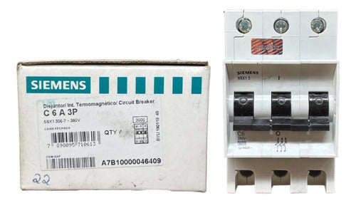 Disjuntor Tripolar 6a Curva C 5sx1306-7 Siemens