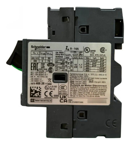 Disjuntor Motor Termomagnético 9-14a Gv2me16 Schneider 690v 50-60hz