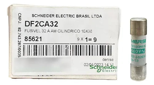 Kit Com 9: Fusivel 32a Am Cilindrico 10x38 Df2ca32 Schneider 0v