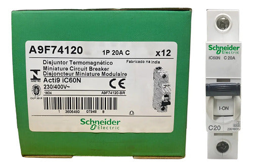 Kit Com 2: Disjuntor Ic60n 1p 20a Curva C A9f74120 Schneider