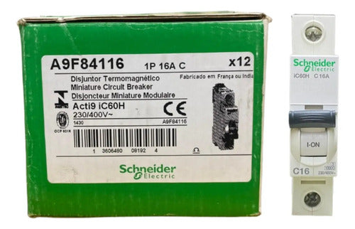 Disjuntor Acti9 Ic60h 1p Curva C 16a 230v A9f84116 Schneider