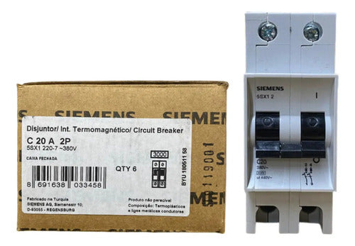 Kit Com 3 Disjuntor Mini 20a Curva C 2p Siemens 5sx1220-7