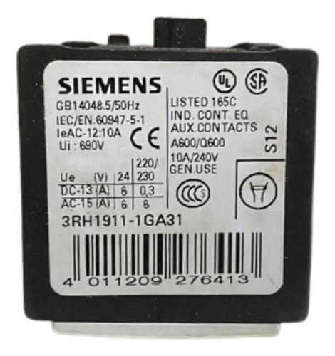 Bloco De Contato Auxiliar 3na+1nf 3rh1911-1ga31 Siemens -