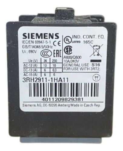 Bloco De Contato Auxiliar 1na+1nf 3rh2911-1ha11 Siemens -