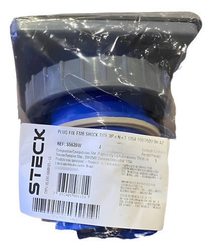 Plug Fixo Embutir 3p+n+t 125a 200/250v 9h S5639w Az Steck Azul