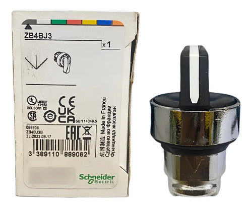 Cabeçote Comutador 22mm Metálico 3 Posições Zb4bj3 Schneider Preto Não Informado